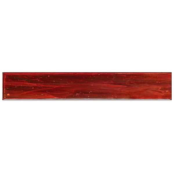 Komorebi Brick Bonfire Red 2x12 Polished Glass Subway Tile