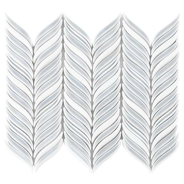 Nabi Alula Arctic Blue Chevron Crackled Glossy Glass Mosaic Tile