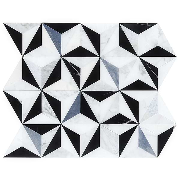 Phantasm Winter Sky Blue and White Polished Marble Mosaic Tile