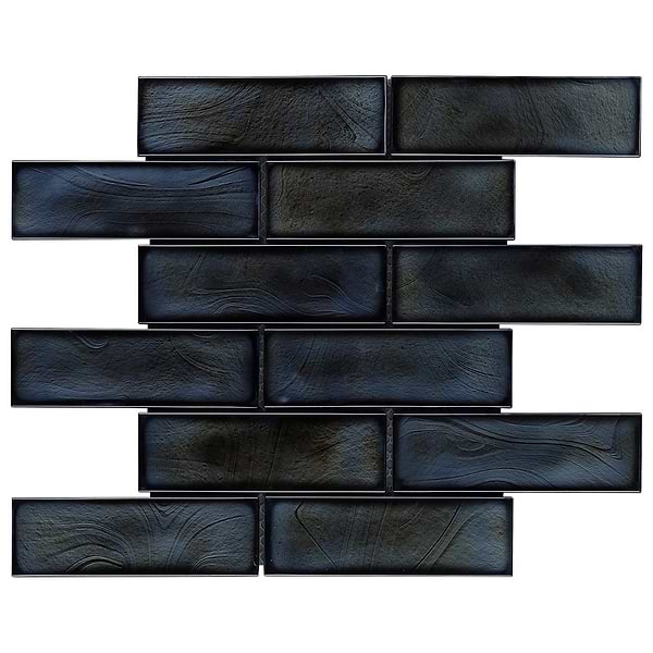 Magico Iridescent Night Black 2x6 Polished Glass Mosaic Tile