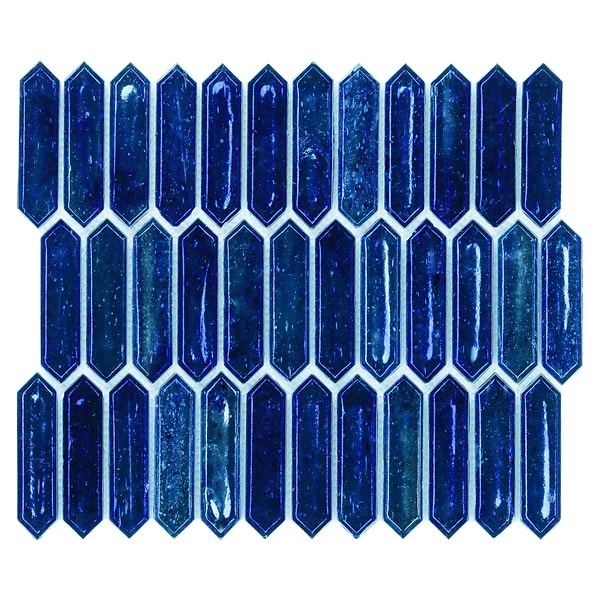 Komorebi Picket Athens Blue 1x3 Polished Glass Mosaic Tile