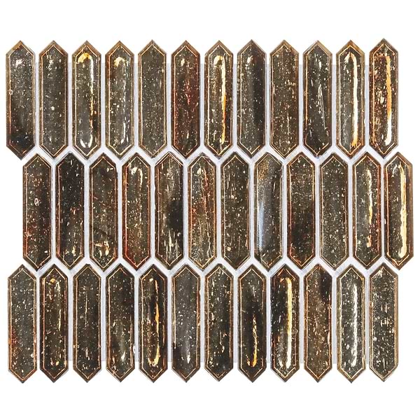 Komorebi Picket Canal Golden Brown 1x3 Polished Glass Mosaic Tile