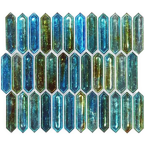 Komorebi Picket Juneau Spring Multicolor 1x3 Polished Glass Mosaic Tile