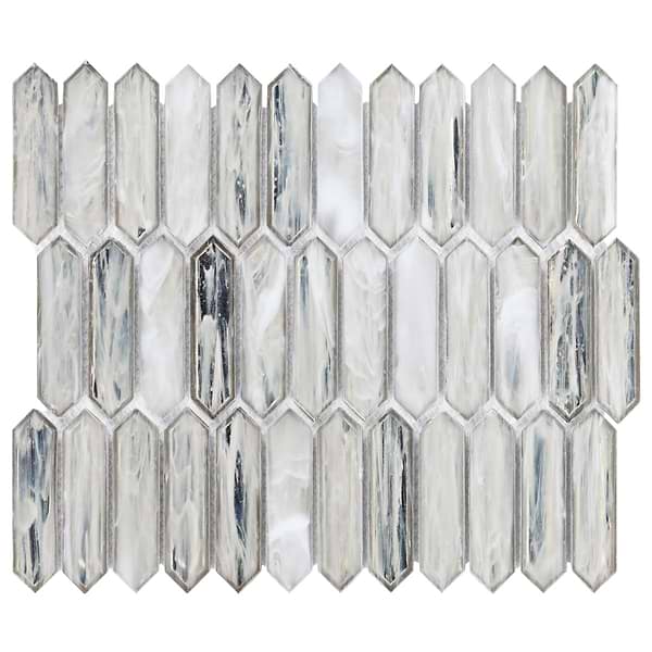 Komorebi Picket Mineral Ice Gray 1x3 Polished Glass Mosaic Tile