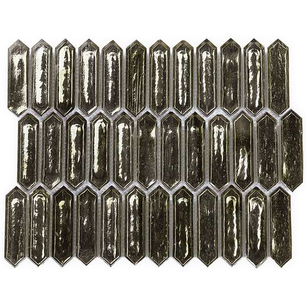 Komorebi Picket Rainforest Dew Gray 1x3 Polished Glass Mosaic Tile