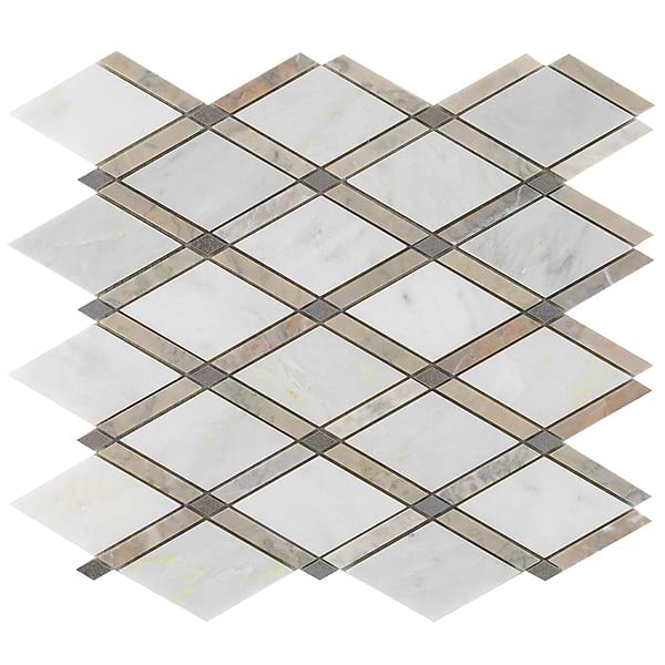 Imperial Cumulus Cloud White Blend Polished Marble Mosaic Tile