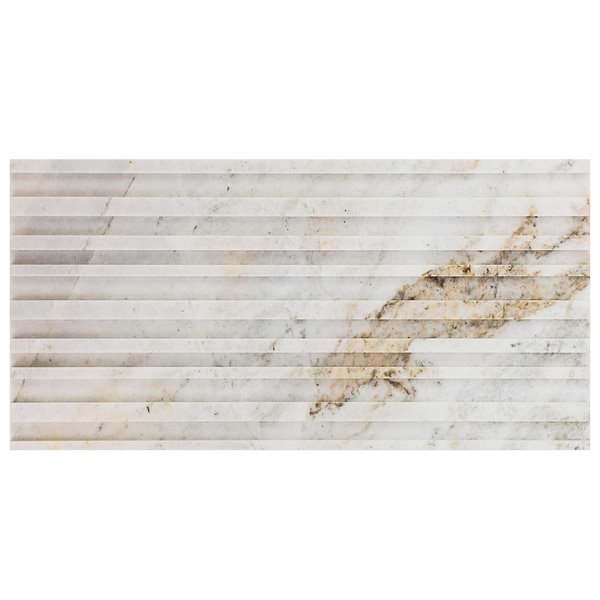 Stonework Barcode Alaska White 12x24 3D Polished Marble Tile