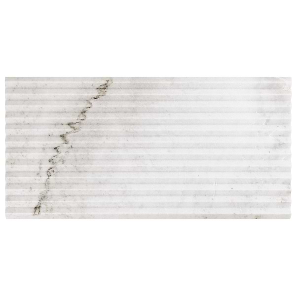 Stonework Peak Alaska White 12x24 3D Satin Marble Tile