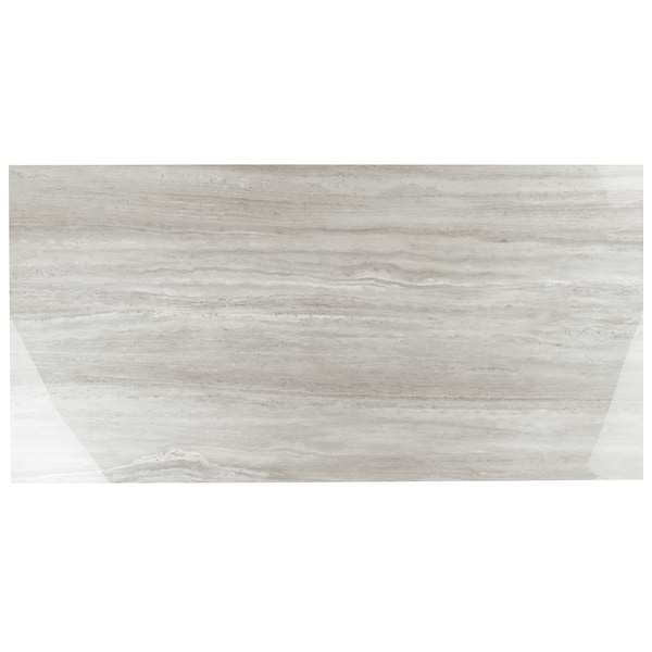 Nashville Gray 24x48 Travertine Look Polished Porcelain Tile
