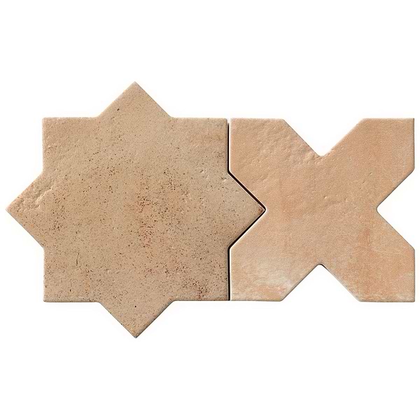 Parma Cotto Brown Matte Star and Cotto Brown Matte Cross 6" Terracotta Look Porcelain Tile