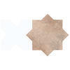 Parma Cotto Brown Matte Star and White Polished Cross 6&quot; Terracotta Look Porcelain Tile
