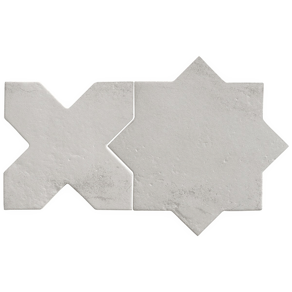 Parma Dove Gray Matte Star and Dove Gray Matte Cross 6" Porcelain Tile