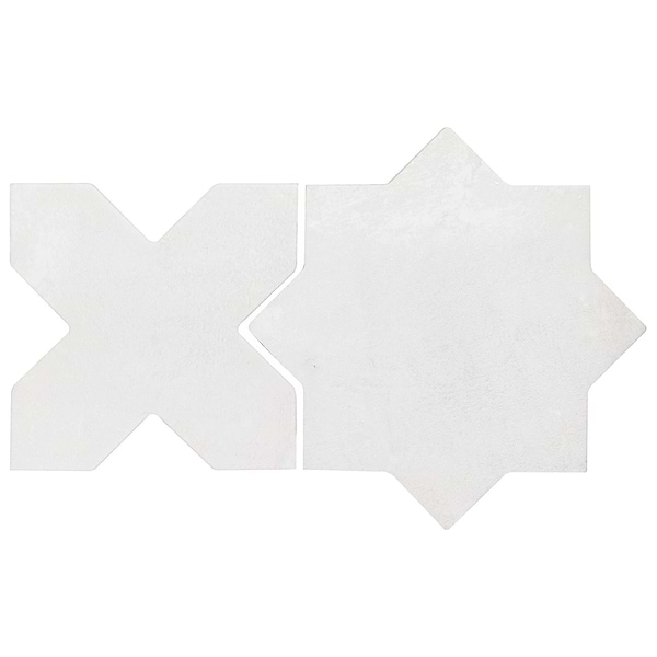 Parma White Matte Star and White Matte Cross 6" Terracotta Look Porcelain Tile