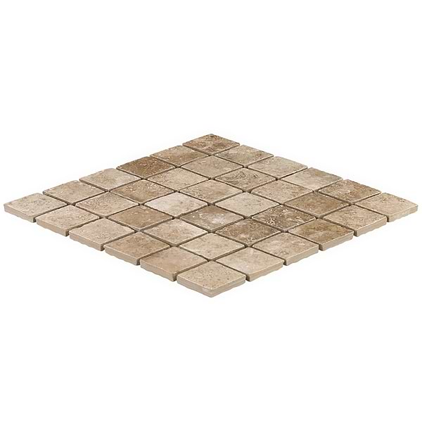 Seville Delfi Dark Beige 2x2 Travertine Look Matte Porcelain Mosaic Tile