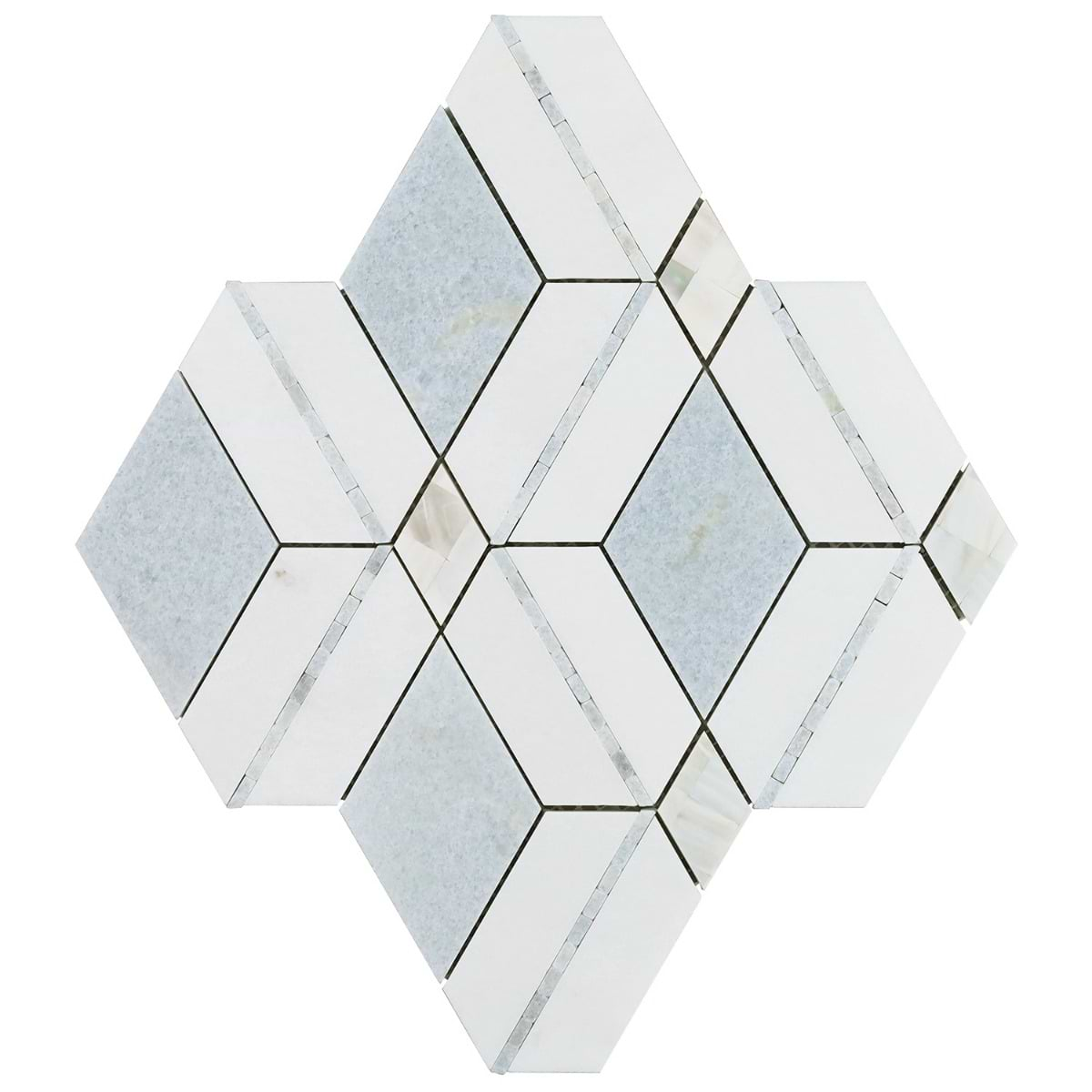 Diana Blue Celeste Polished Marble and Pearl Mosaic Tile