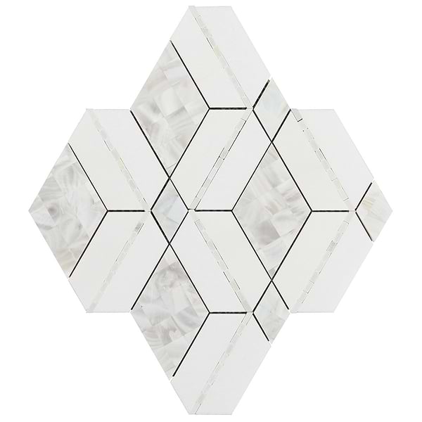 Diana White Polished Marble and Pearl Mosaic Tile