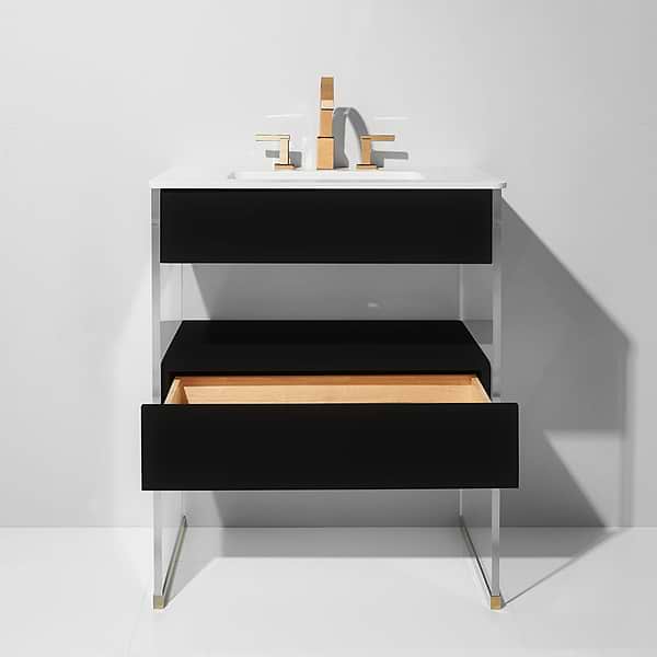 Lucite 30" Black Gloss Vanity and Counter