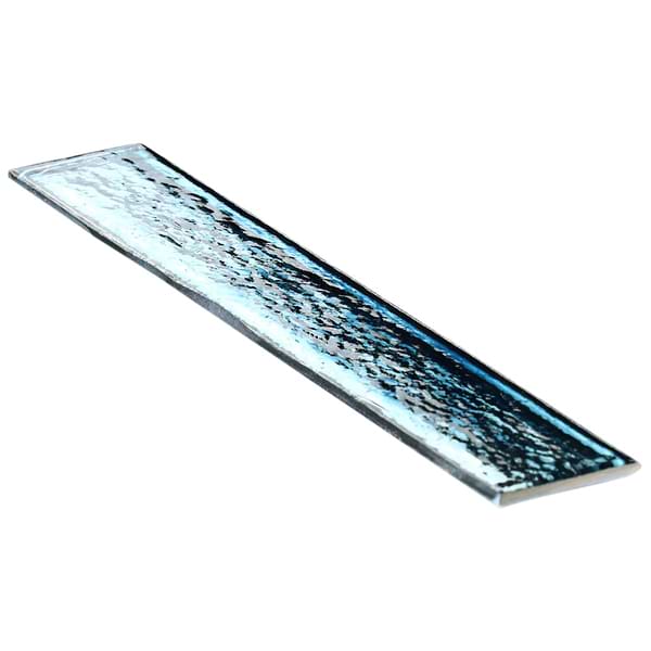 Komorebi Brick Jet Stream Blue 2x12 Polished Glass Subway Tile