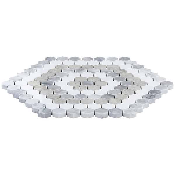 Juno Honeycomb Beige and Gray 1" Hexagon Polished Marble Mosaic Tile