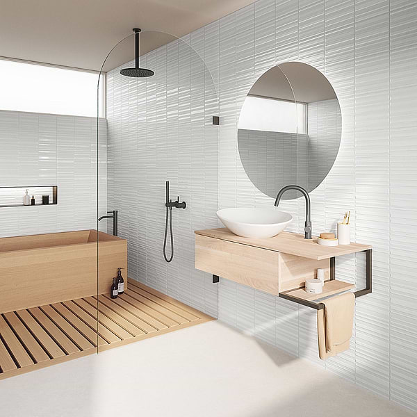 Sydney White 8x16 3D Glossy and Matte Mixed Finish Ceramic Tile