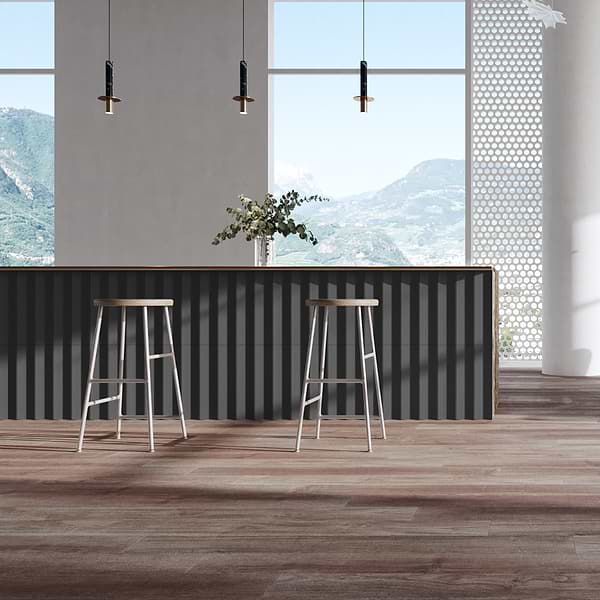Kinzie Concave Charcoal Black 4x16 3D Matte Ceramic Tile