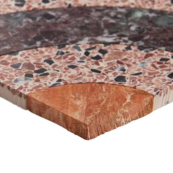 Elizabeth Sutton Arc Horizontal Canyon Terracotta 12x12 Honed Marble and Terrazzo Mosaic Tile