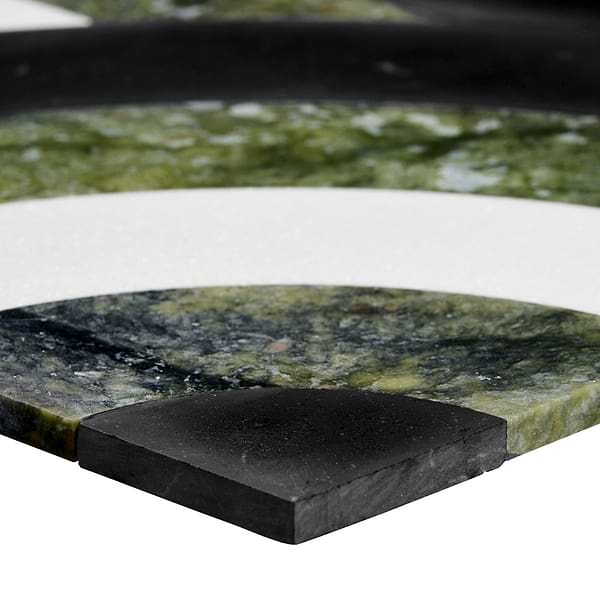 Elizabeth Sutton Arc Horizontal Soul Green & Black 12x12 Polished Marble Mosaic Tile