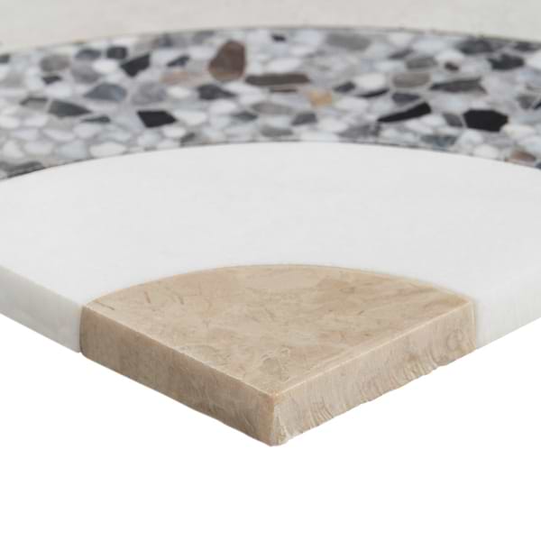Elizabeth Sutton Arc Interlock Desert Beige 12x12 Honed Marble and Terrazzo Mosaic Tile