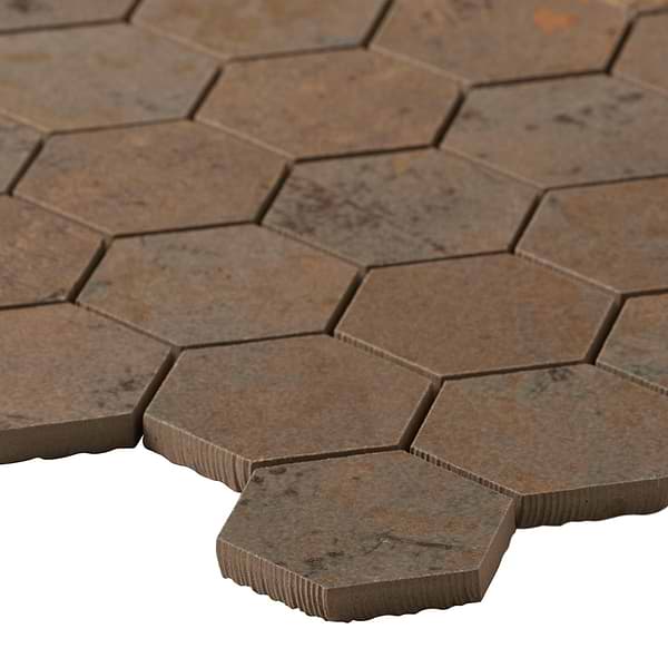 Portrait Copper 2" Hex Matte Mosaic Tile in Bronze, View 7, open zoomed image