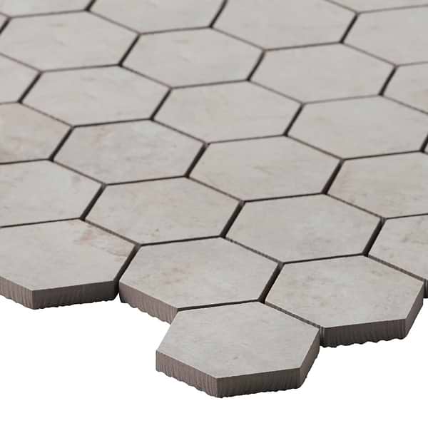 Portrait Ivory Beige 2" Hex Matte Mosaic Tile in White, View 7, open zoomed image