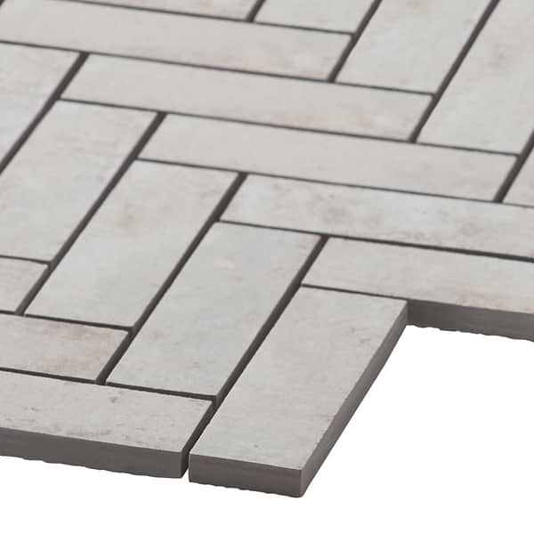 Portrait Ivory 1x4 Herringbone Matte Mosaic Tile in White, View 7, open zoomed image