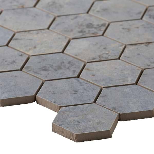 Portrait Ocean Blue 2" Hex Matte Mosaic Tile in Blue Gray, View 7, open zoomed image