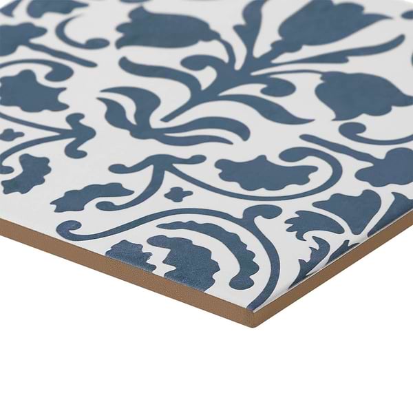 Elowynn Belle Cove White 8x8 Matte Porcelain Tile by Kravet in Blue, White, View 7, open zoomed image