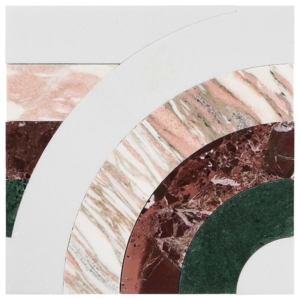 Elizabeth Sutton Arc Semi-Circle Passion Multicolor 12x12 Polished Marble Mosaic Tile