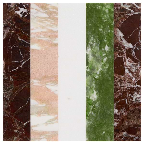 Elizabeth Sutton Arc Stripes Rainbow Multicolor 12x12 Polished Marble Mosaic Tile