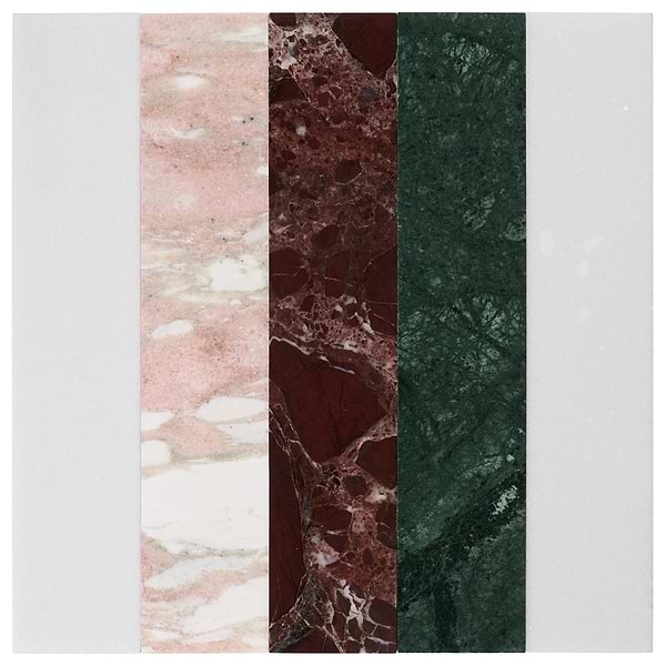 Elizabeth Sutton Arc Weave Passion Multicolor 12x12 Polished Marble Mosaic Tile
