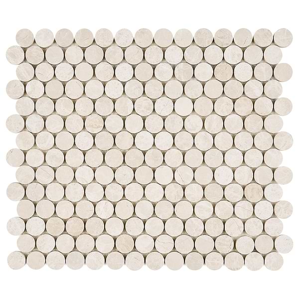 Cream Misto Beige 1" Penny Round Honed Marble Mosaic Tile