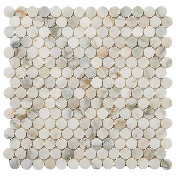 Calacatta Verde Premium 1" Penny Round Honed Marble Mosaic Tile