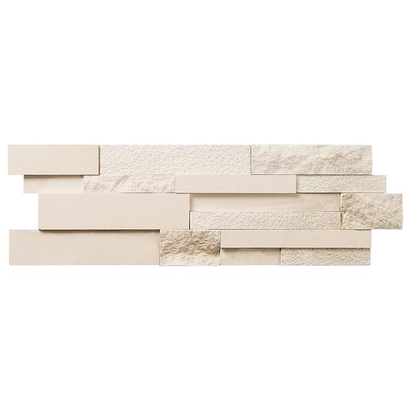 StackStone Ebbor Beige 3D Mixed Finish Limestone Mosaic Tile