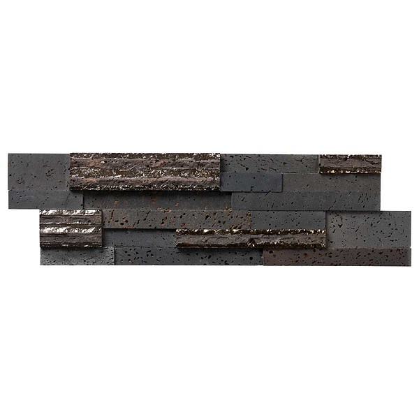 StackStone Steel Gray 3D Mixed Finish Lava Stone Mosaic Tile