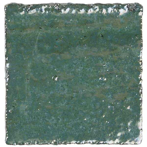 Terra Ember Aqua Blue 4x4 Handmade Metallic Crackled Glossy Terracotta Tile in Blue, View 7, open zoomed image