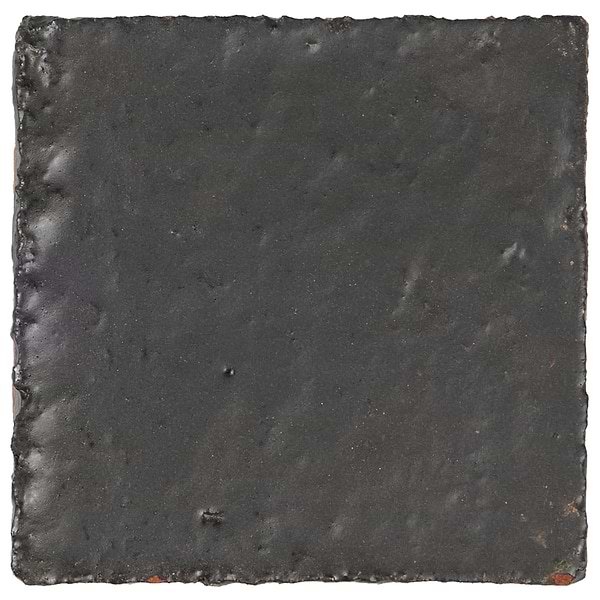 Terra Ember Jet Black 4x4 Handmade Metallic Crackled Matte Terracotta Tile in Black, View 7, open zoomed image