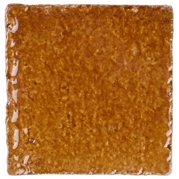 Terra Ember Ocre Brown 4x4 Handmade Crackled Glossy Terracotta Tile in Brown, View 7, open zoomed image