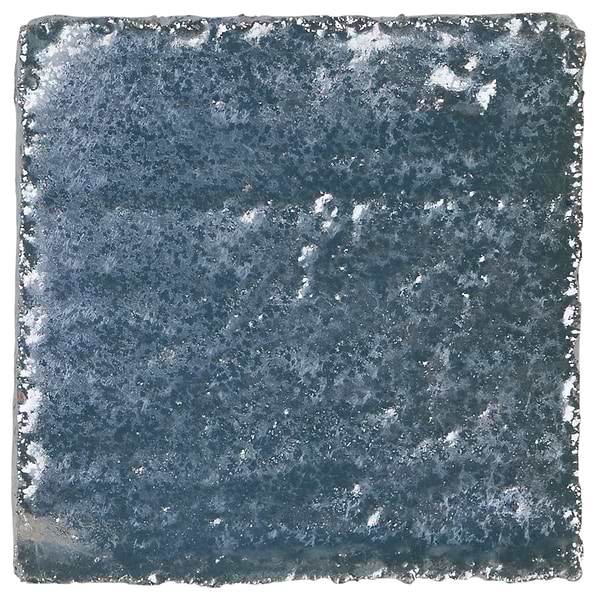 Terra Ember Teal Blue 4x4 Handmade Metallic Crackled Glossy Terracotta Tile in Teal, Blue, View 7, open zoomed image
