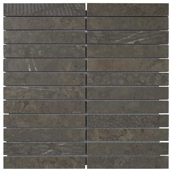 Corretta Deco Mocha Gray 1x6 Stacked Semi-Polished Mosaic Tile, View 7, open zoomed image