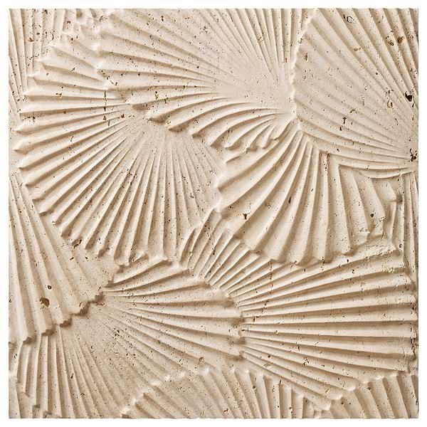 Okeanos Carved Cream Travertine 16x16 3D Honed  Tile