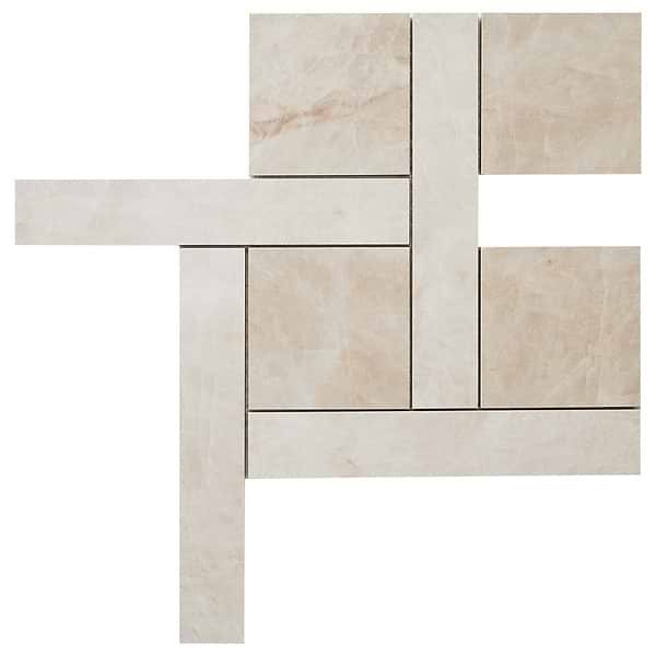 Grand Taj Mahal Cleo Light Beige Polished Porcelain Mosaic Tile in Beige, View 6, open zoomed image