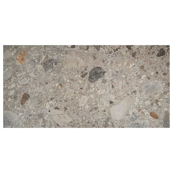 Rizo Earth Gray 24x48 Terrazzo Look Matte Porcelain Tile