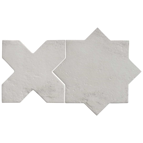 Parma Dove Gray Matte Star and Dove Gray Matte Cross 6" Porcelain Tile