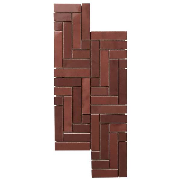 Zelora Chestnut Brown Herringbone Ceramic Mosaic Tile